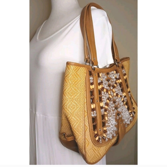 COLE HAAN Natural Sydney Straw & Leather Tan - Picture 5 of 13